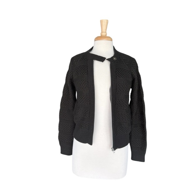 Hartford Black Wool Crew Neck Women's Cardigan Jacket Size Small - Picture 2 of 9